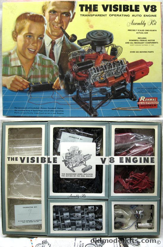 Renwal 1/4 The Visible V8 (V-8) - Transparent Motorized Operating Auto Engine, 802-1095 plastic model kit